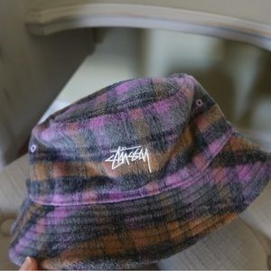 Cool girl stussy wool bucket hat